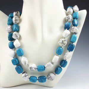 Howlite and Sterling Silver 2-Necklace Set